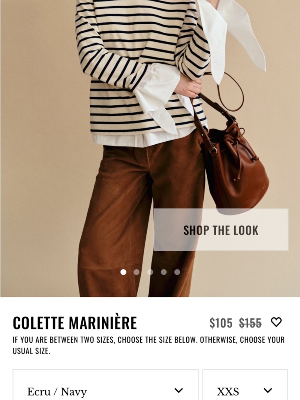 Sézane Colette Marinière Striped Long Sleeve Top in Ecru & Navy